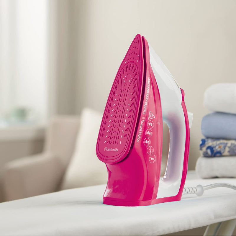 Russell Hobbs 2400W Light and Easy Brights Steam Iron - Pink