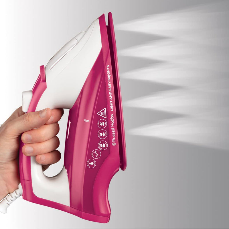 Russell Hobbs 2400W Light and Easy Brights Steam Iron - Pink