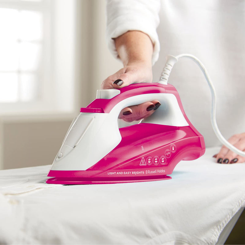 Russell Hobbs 2400W Light and Easy Brights Steam Iron - Pink