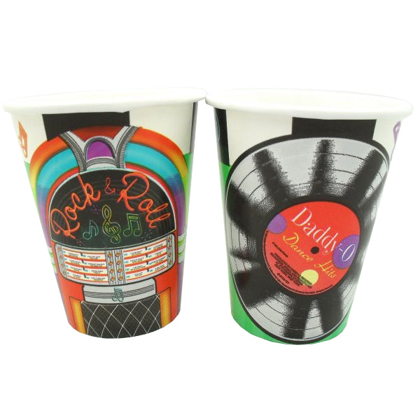 Sock Hop 8 x 266ml Rock n Roll Jukebox Party Paper Cups