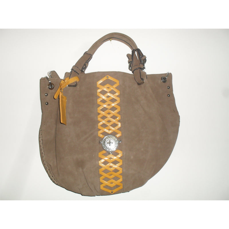 AB Collezioni Tan Queen Suede PU Leather Shoulder Bag