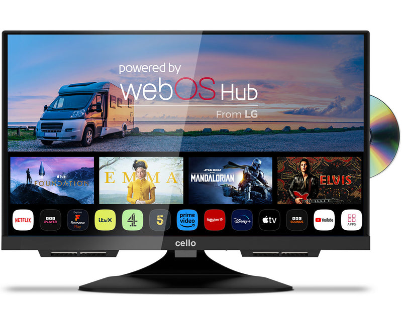 Cello 19″ Smart WebOS Traveller 12-Volt TV with Freeview Play with DVD