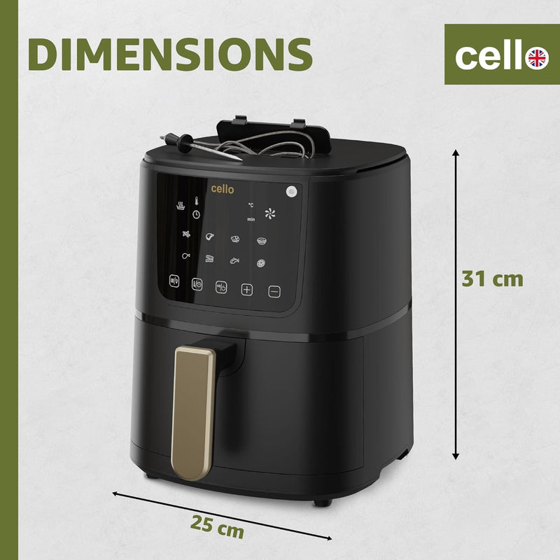 Cello 4 Litre Perfect Temp Compact Air Fryer - Black