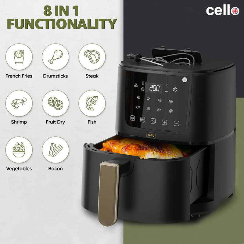 Cello 4 Litre Perfect Temp Compact Air Fryer - Black