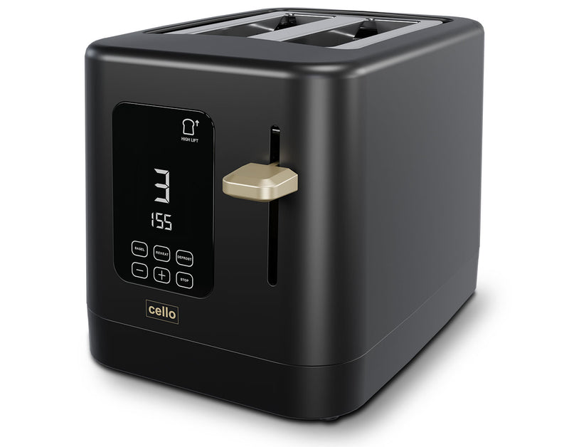 Cello Digital 2 Slice Toaster with Touch Control and Timer - Black