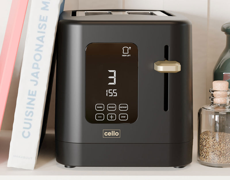 Cello Digital 2 Slice Toaster with Touch Control and Timer - Black