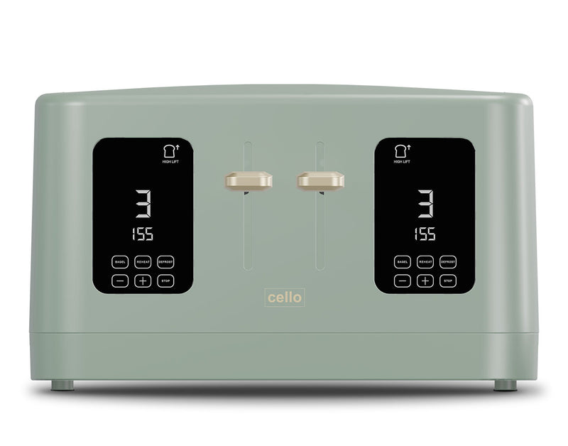 Cello Digital 4 Slice Toaster with Touch Control and Timer - Sage Green