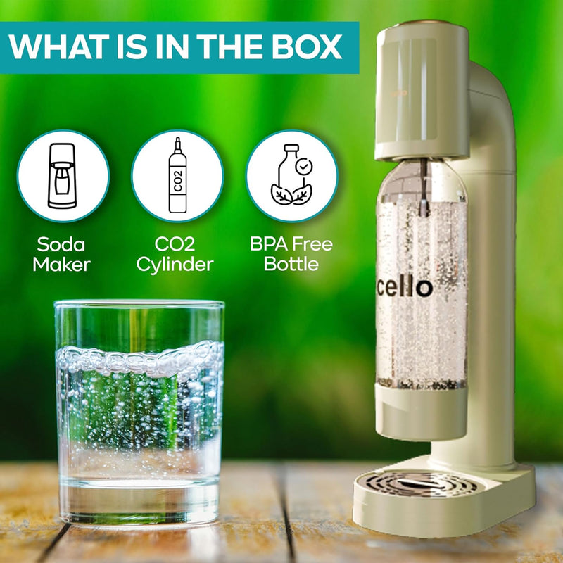 Cello 1 Litre Sparkling Water and Soda Maker Machine in Sage Green