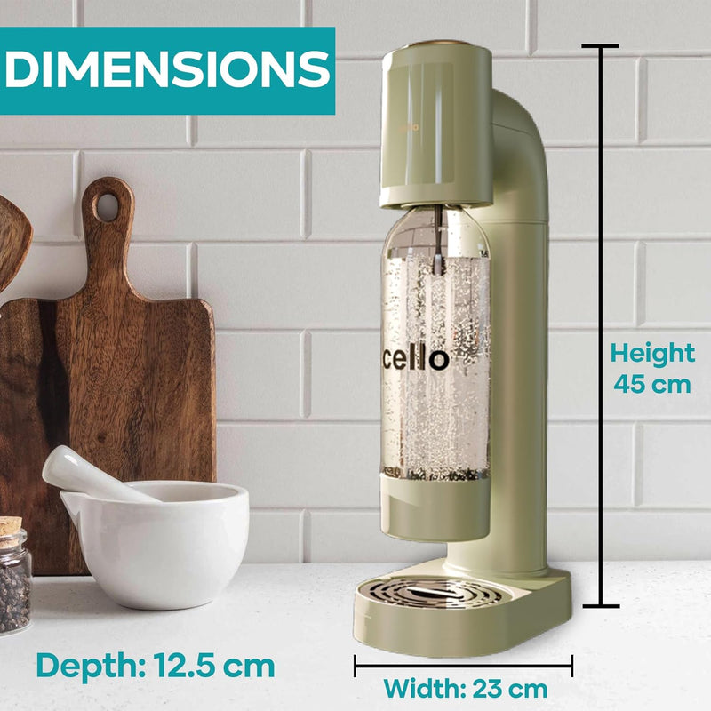 Cello 1 Litre Sparkling Water and Soda Maker Machine in Sage Green