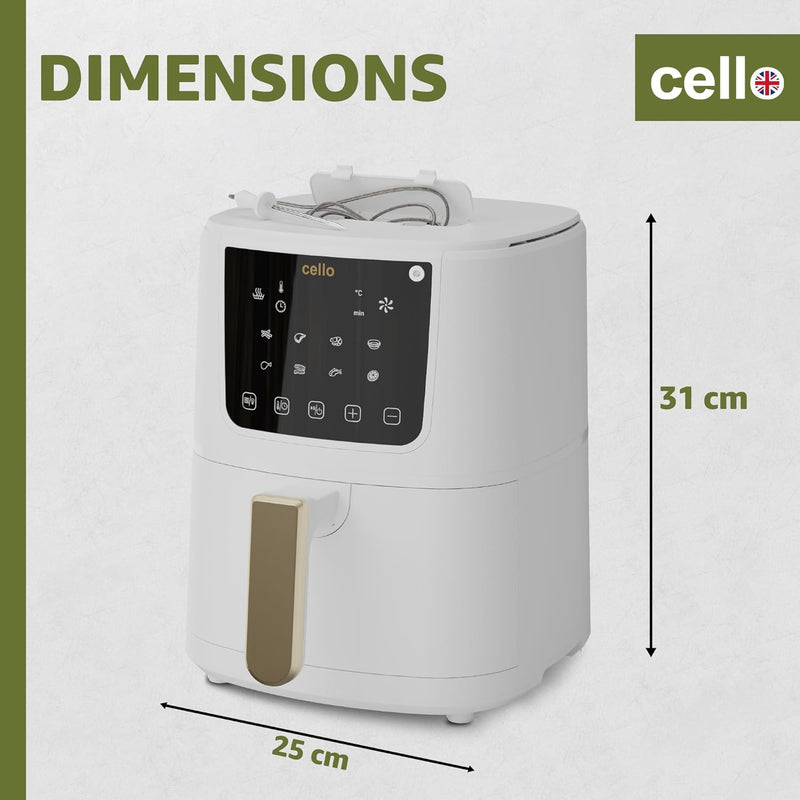 Cello 4 Litre Perfect Temp Compact Air Fryer - White