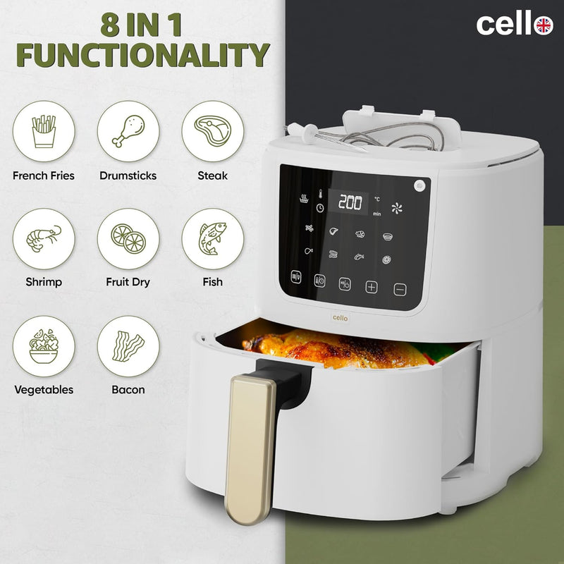 Cello 4 Litre Perfect Temp Compact Air Fryer - White