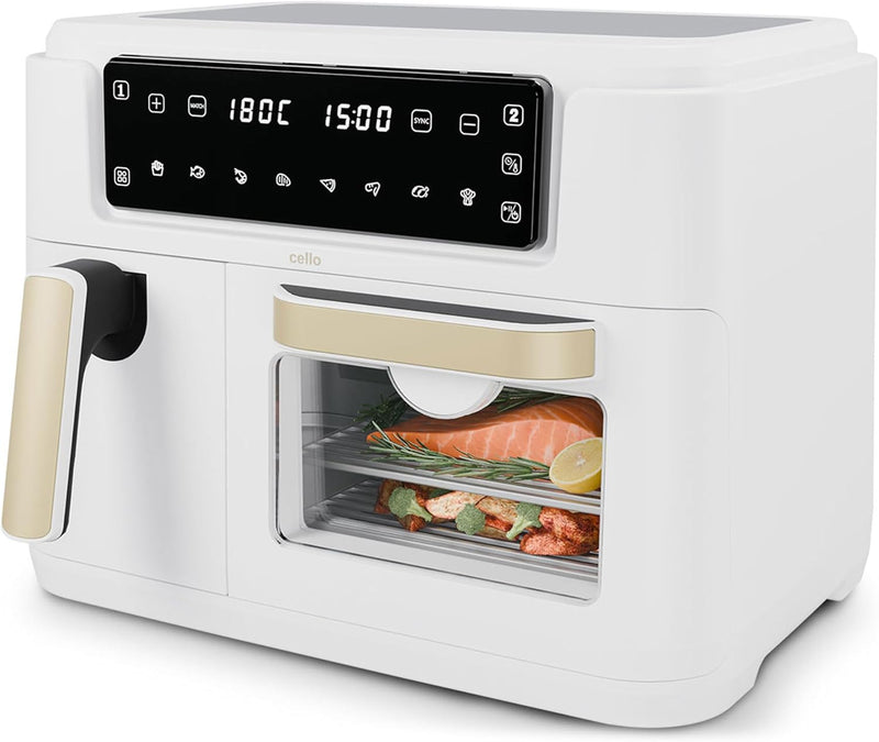 Cello 11 Litre 2-in-1 Double Basket Air Fryer & Oven - White