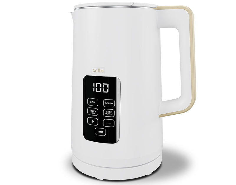 Cello Electric Digital Kettle with Temperature Control - White