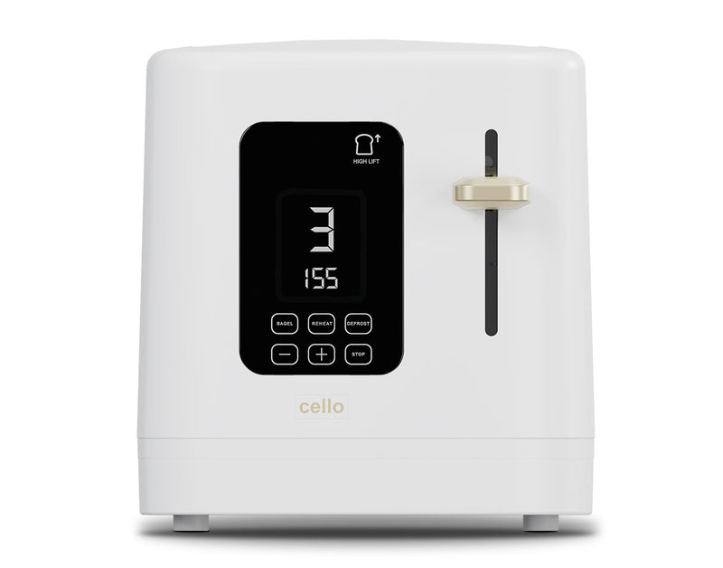 Cello Digital 2 Slice Toaster with Touch Control and Timer - White