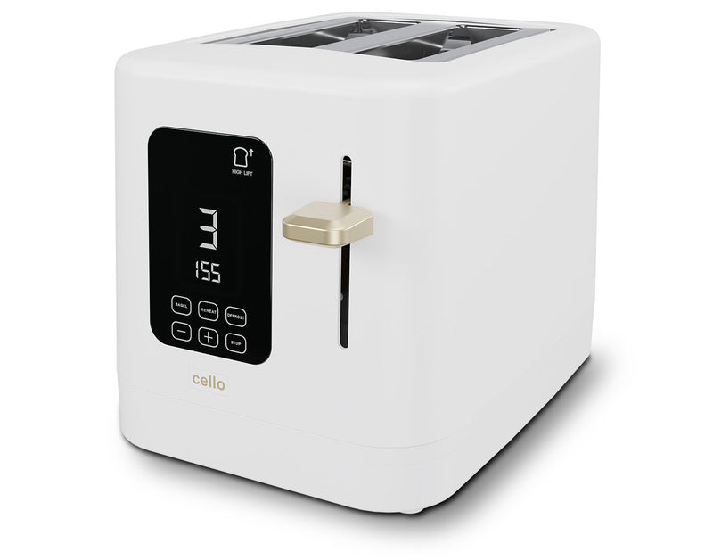 Cello Digital 2 Slice Toaster with Touch Control and Timer - White