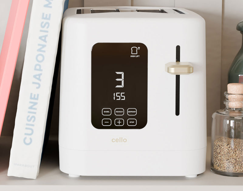 Cello Digital 2 Slice Toaster with Touch Control and Timer - White