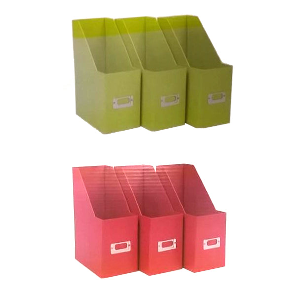 Colour Match Set of 3 A4 Cut Corner File Boxes for Magazines and Documents