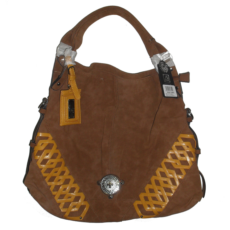 AB Collezioni Tan Queen Suede & PU Leather Shoulder Bag