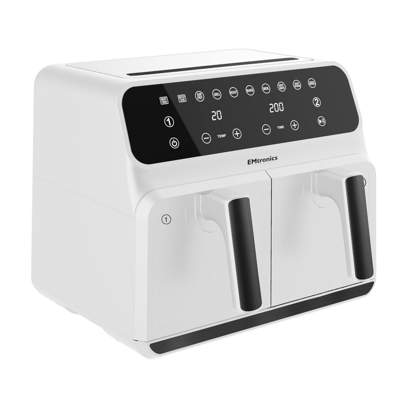 EMtronics 8 Litre Dual Air Fryer - White