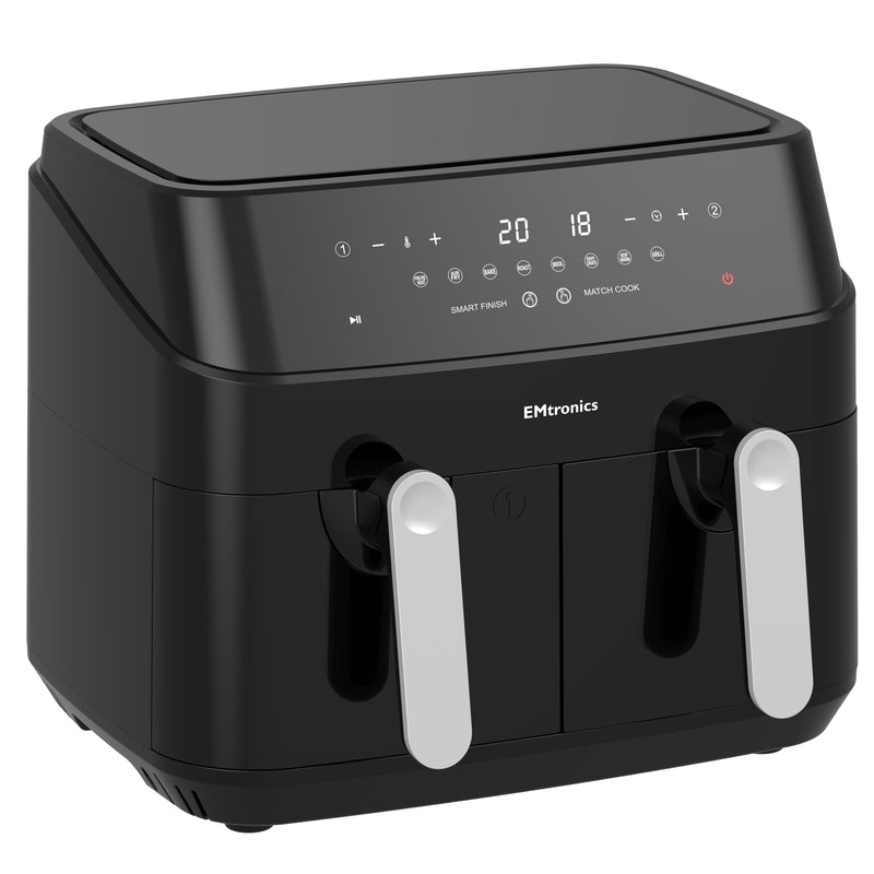 EMtronics EMDAF9LD Digital Double Basket Air Fryer 9L - Black