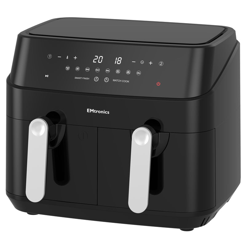 EMtronics EMDAF9LD Digital Double Basket Air Fryer 9L - Black