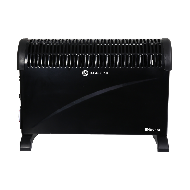 EMtronics 2KW Convector Heater Radiator with Thermostat and Timer - Black