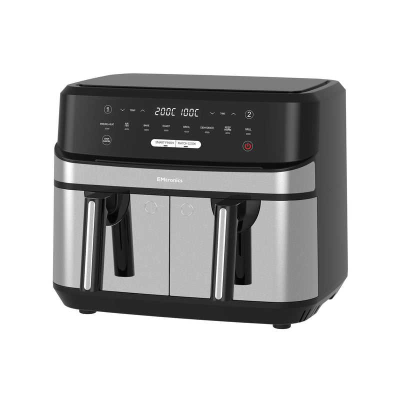 EMtronics EMDAF9LD+ 1750W Digital 9L Double Basket Large Air Fryer