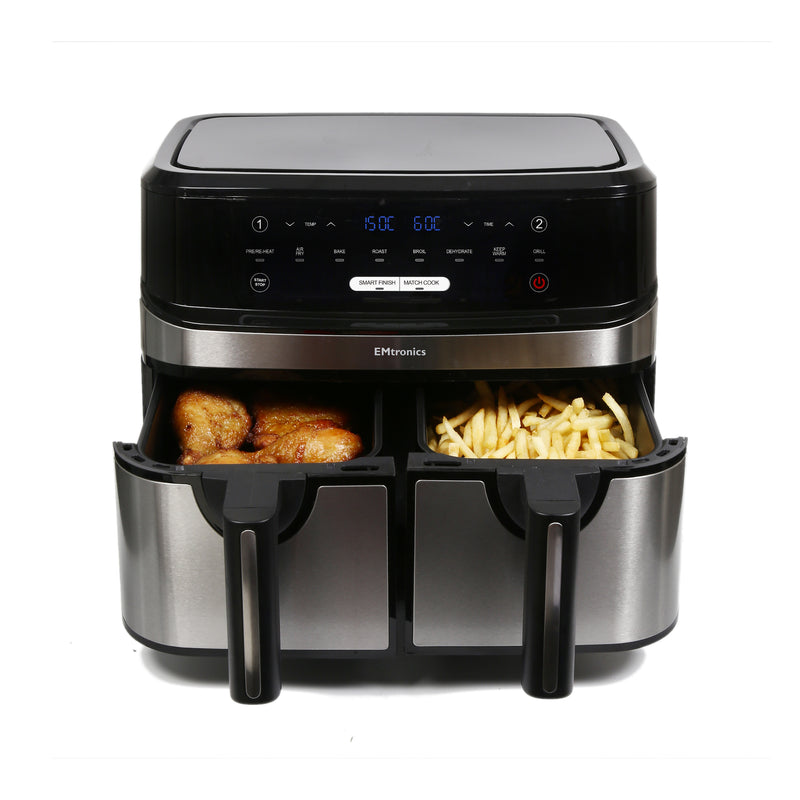 EMtronics EMDAF9LD+ 1750W Digital 9L Double Basket Large Air Fryer