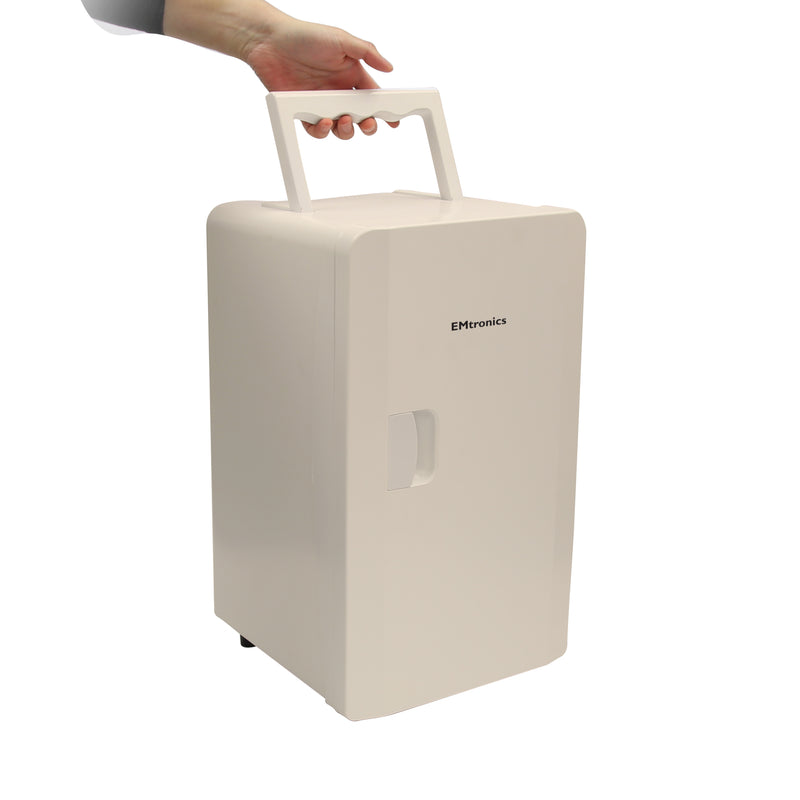 EMtronics 16L Compact Cooler (Mini Fridge Style) with Built-in 12V Power - Cream