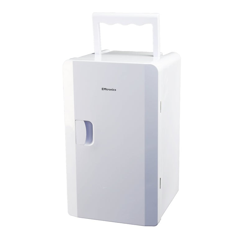 EMtronics 16L Compact Cooler (Mini Fridge Style) with Built-in 12V Power - White