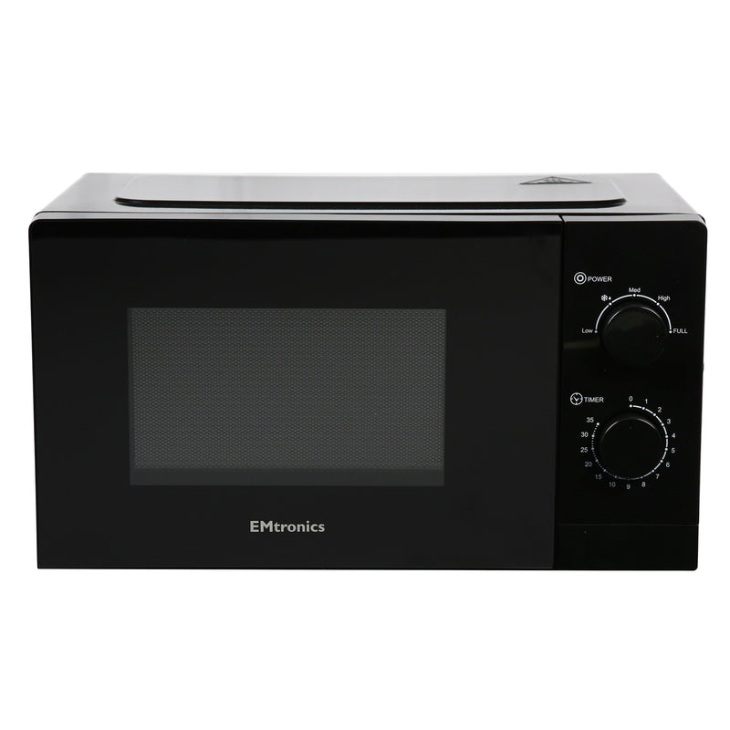 EMtronics 20 Litre Black Microwave 700W With Defrost Settings