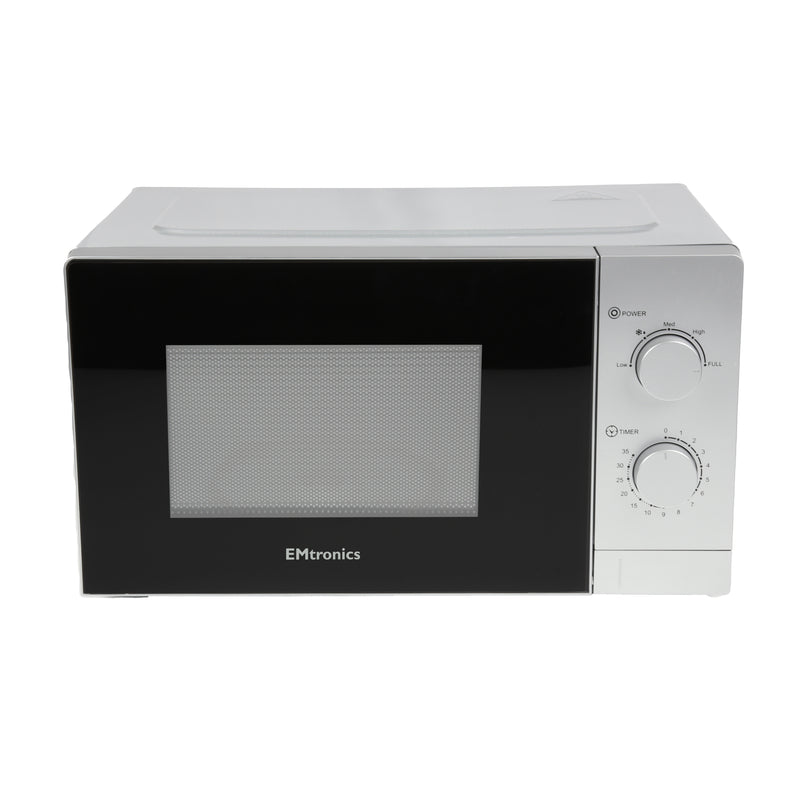 EMtronics 20 Litre Silver Microwave 700W With Defrost Settings