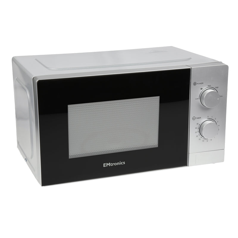 EMtronics 20 Litre Silver Microwave 700W With Defrost Settings