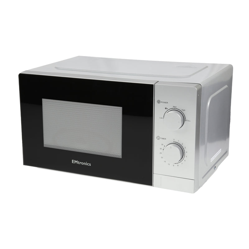 EMtronics 20 Litre Silver Microwave 700W With Defrost Settings