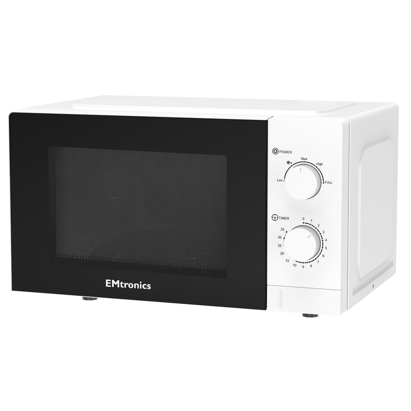 EMtronics 20 Litre White Microwave 700W With Defrost Settings