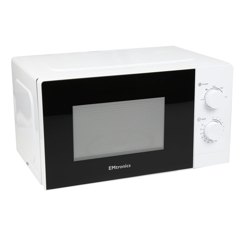 EMtronics 20 Litre White Microwave 700W With Defrost Settings