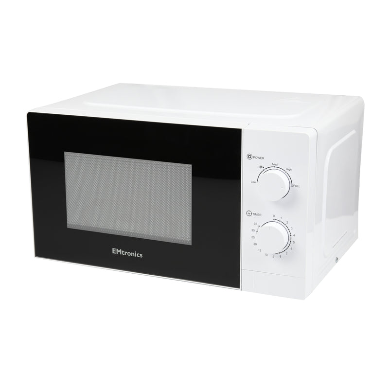 EMtronics 20 Litre White Microwave 700W With Defrost Settings