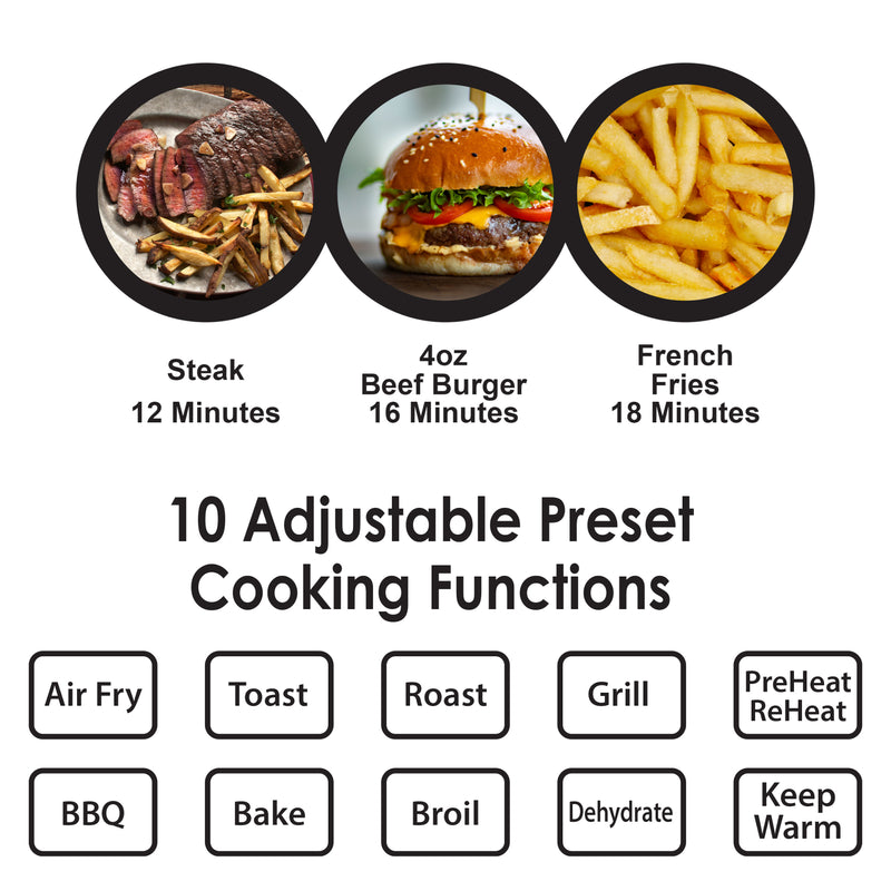 EMtronics Health Grill and Air Fryer 6.3L with Crisper and Temperature Probe