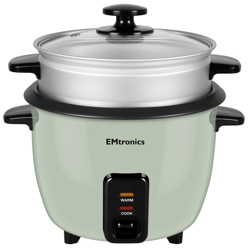 EMtronics Rice Cooker / Veg Steamer 0.6 to 1.8 Litre - Sage Green