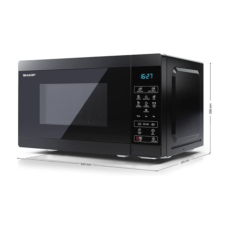 Sharp YC-MS02U-B Black 800W with 11 Power Levels & 8 Preset Cooking Options
