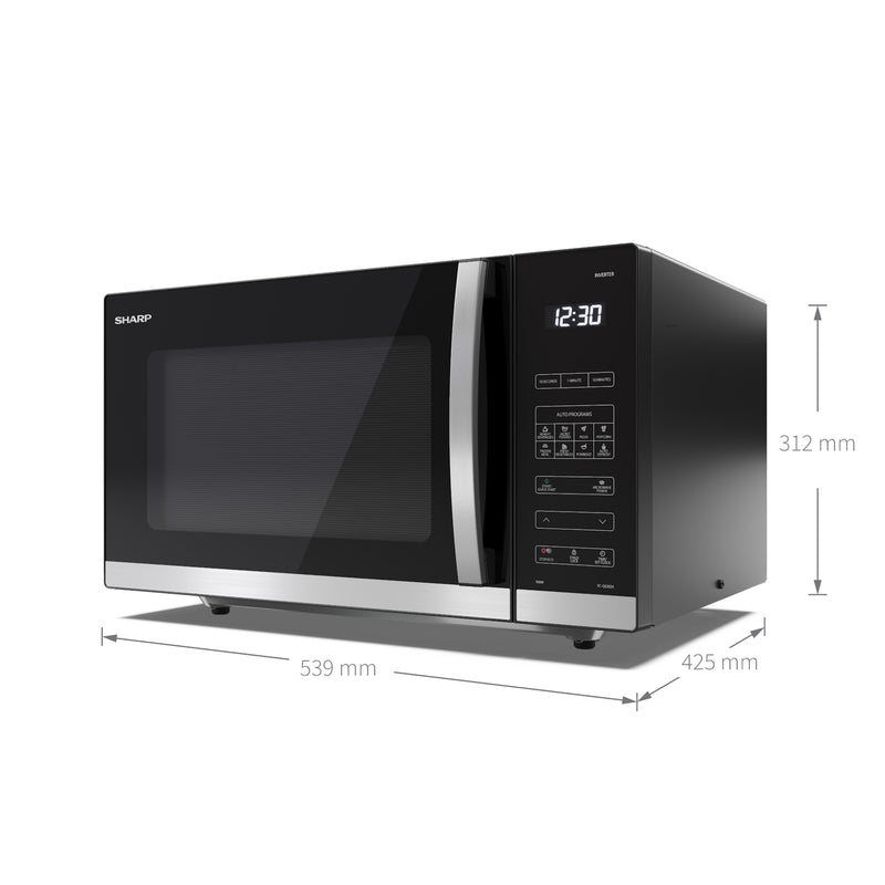 Sharp YC-QS302AU-B 30 Litre 900W Digital Flatbed Microwave Oven - Black